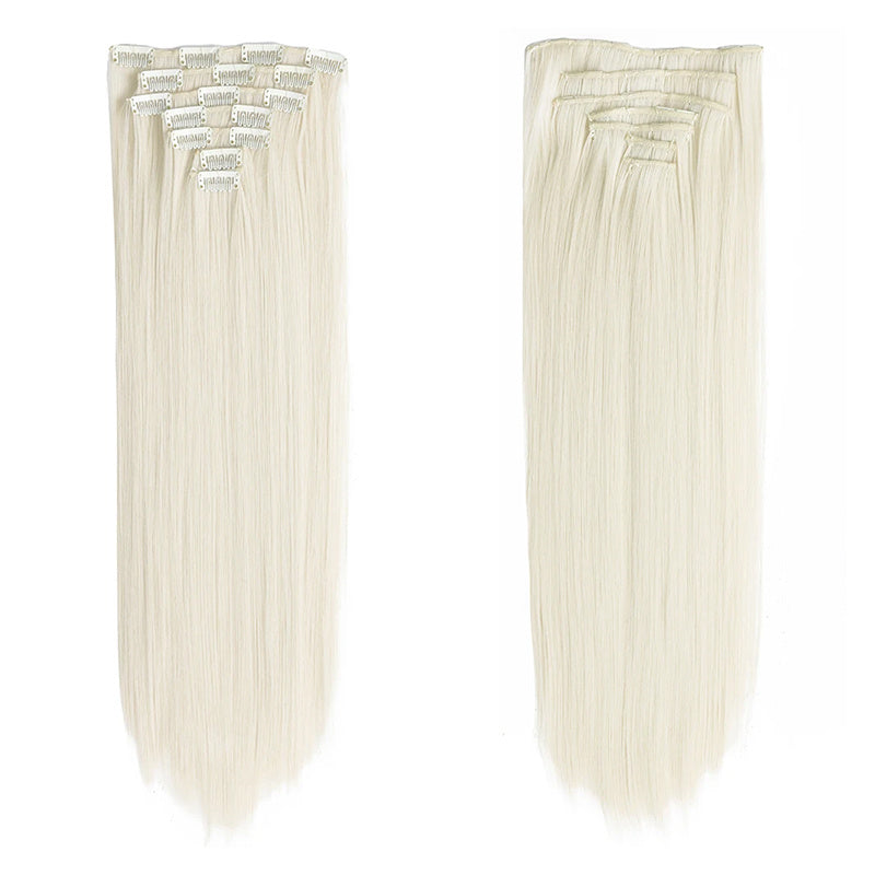 7Pcs/Set 16 Clips Hair Extension Black Long Straight Natural Hair Ombre Hairpiece Heat Resistant Fiber For Women Hairstyle