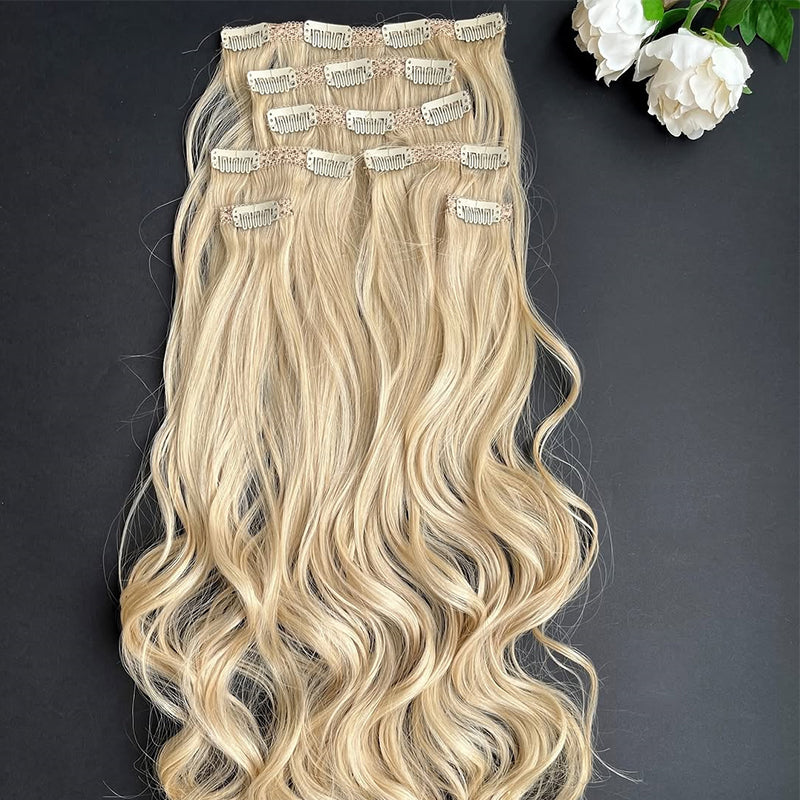 7Pcs/Set 16 Clips Hair Extension Blonde Long Straight Natural Hair Clip-In Hair Extensions For Women Hairstyle