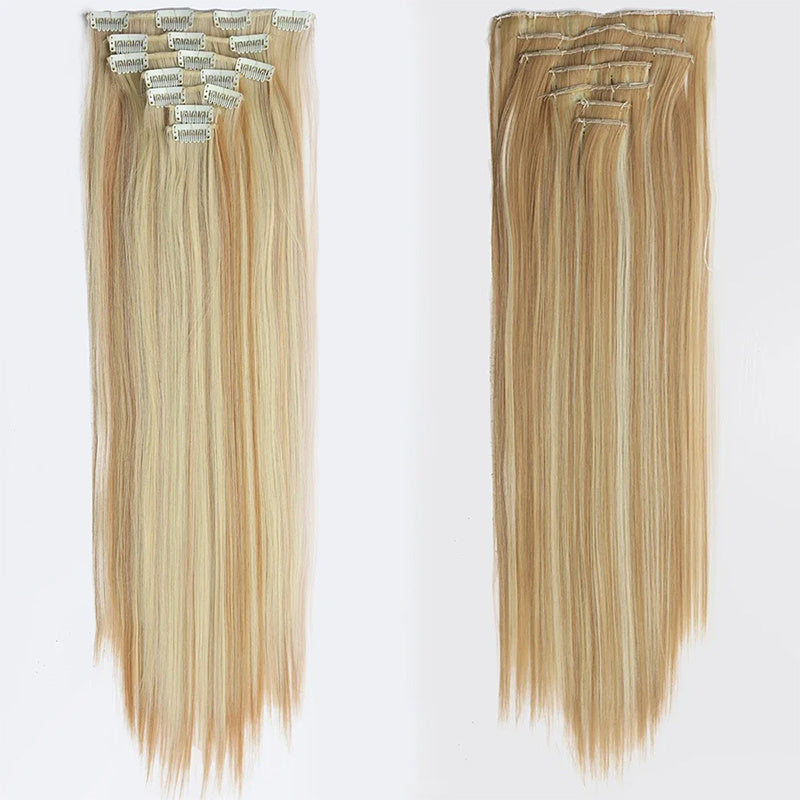 7Pcs/Set 16 Clips Hair Extension Long Straight Natural Hair Highlight Hairpiece Heat Resistant Fiber For Women Hairstyle