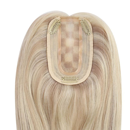Clip On Hair Topper Virgin Hair Medium Base Topper Human Hair #18/613 Blonde